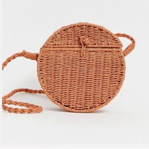 NWT Round Wicker Crossbody